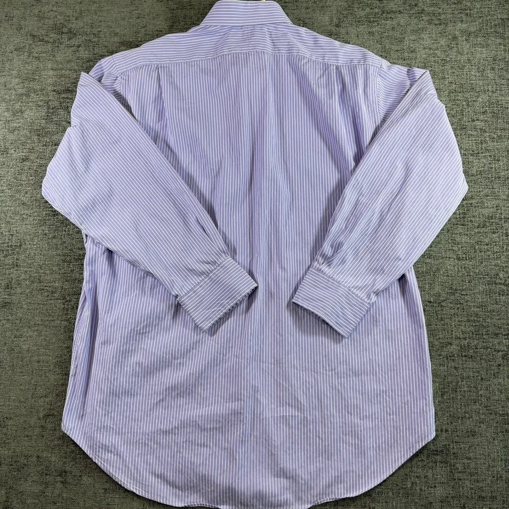 Polo Ralph Lauren Button Down Mens 16.5 32/33 Purple White Striped Classic Fit